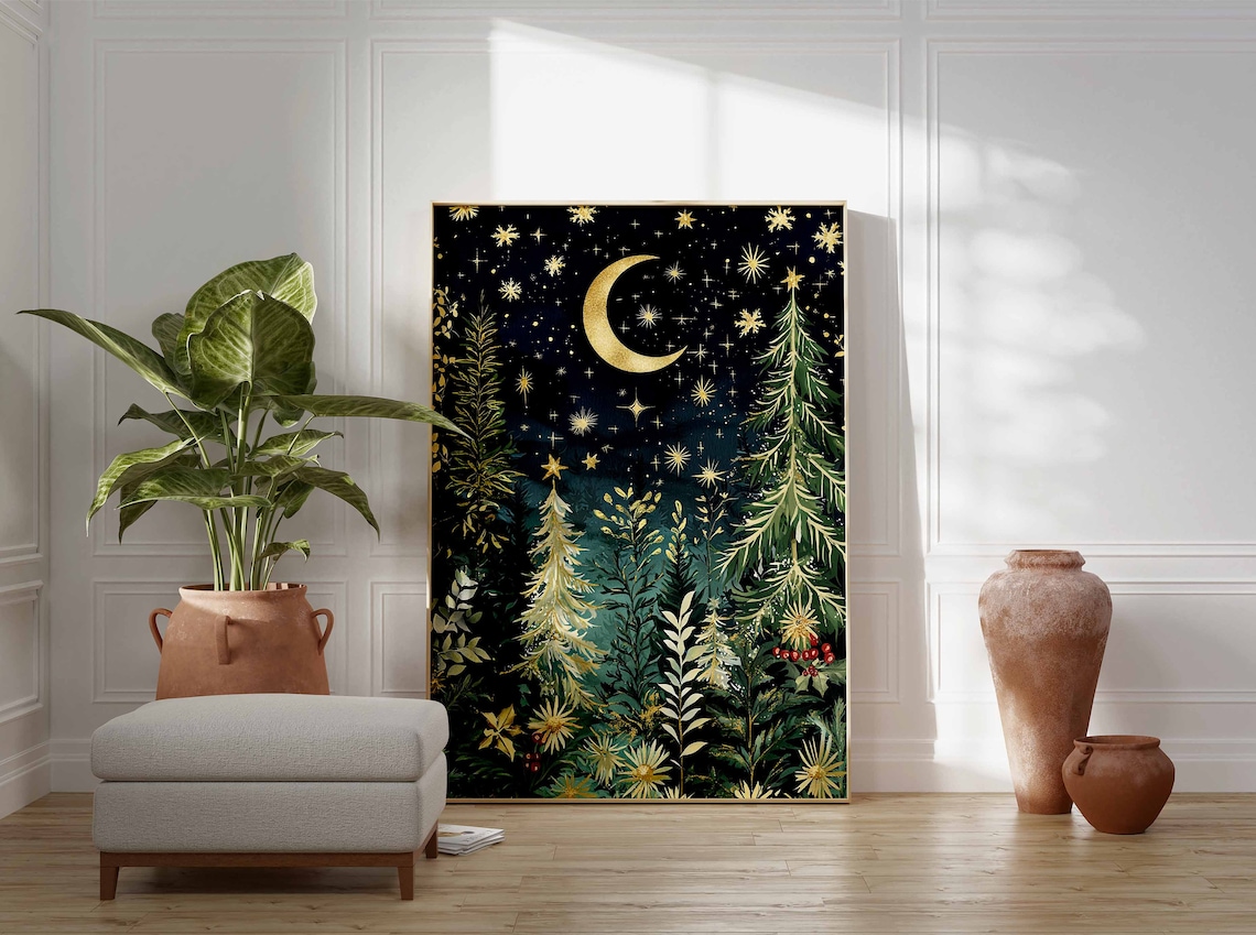 Christmas Reindeer and Snow Art Print, Winter Decor - Image 3
