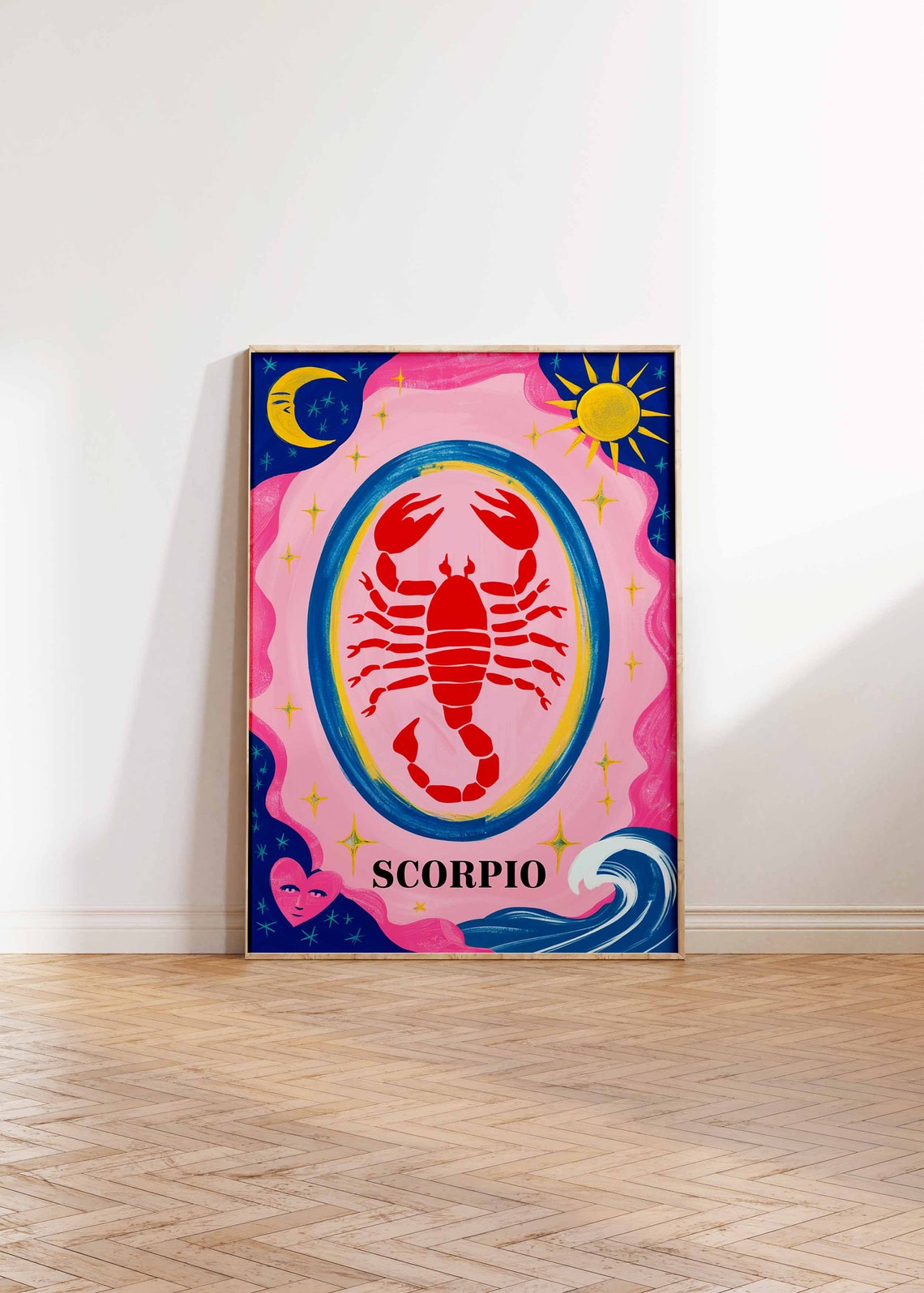 Scorpio Zodiac Scorpion Red Pink Starry Sky Celestial Art Poster - Image 2