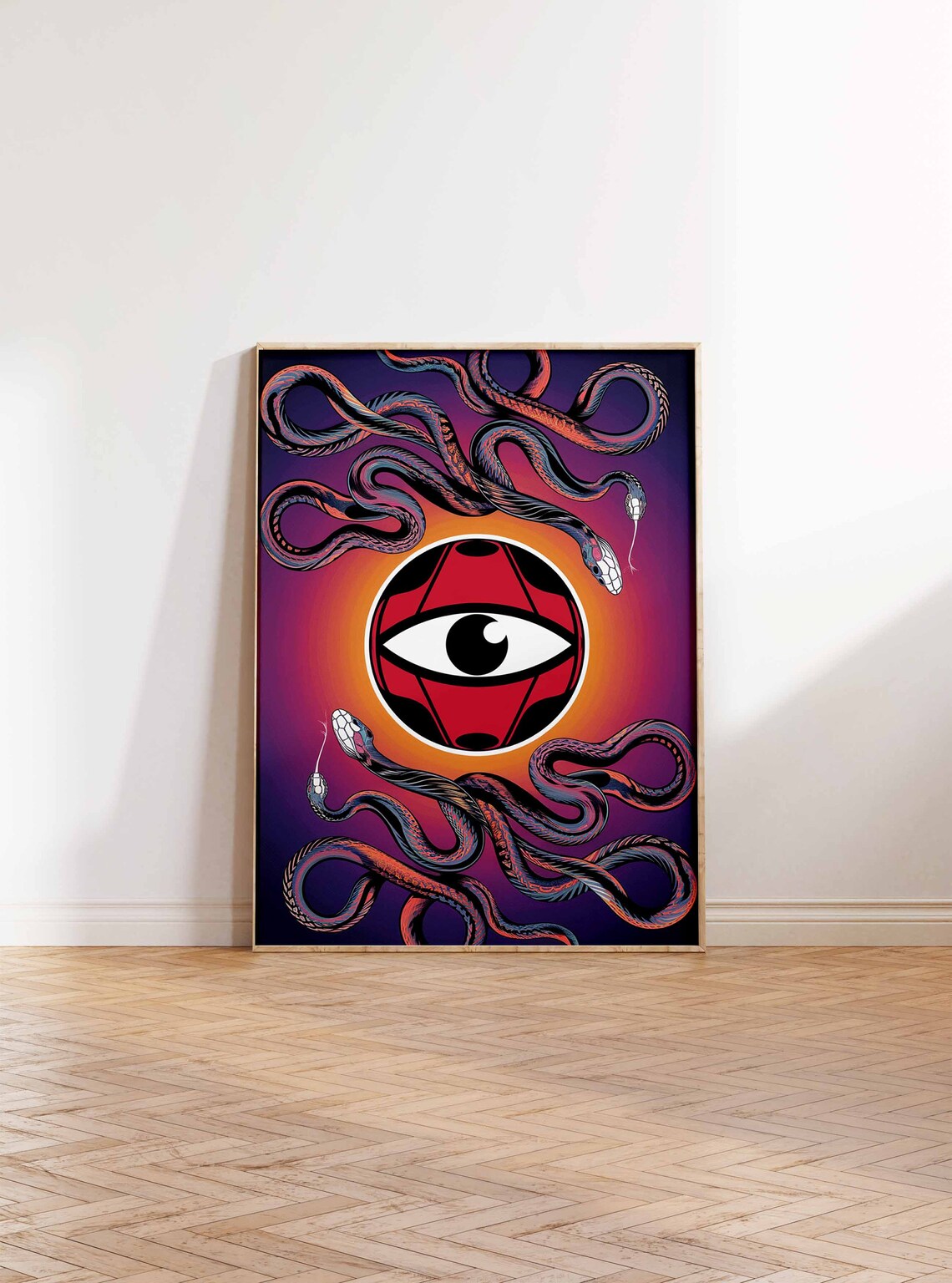 Medusa Serpents Coiled Red Eye Dark Surreal Mythology Art Poster - Image 2
