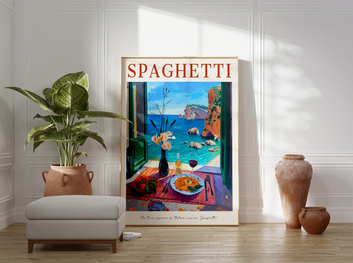 Food Print Spaghetti Poster Italian Food Art Pasta Art Vintage Food Print Food Drink Art Kitchen Decor Poster For Kitchen Cafe Art - Image 3
