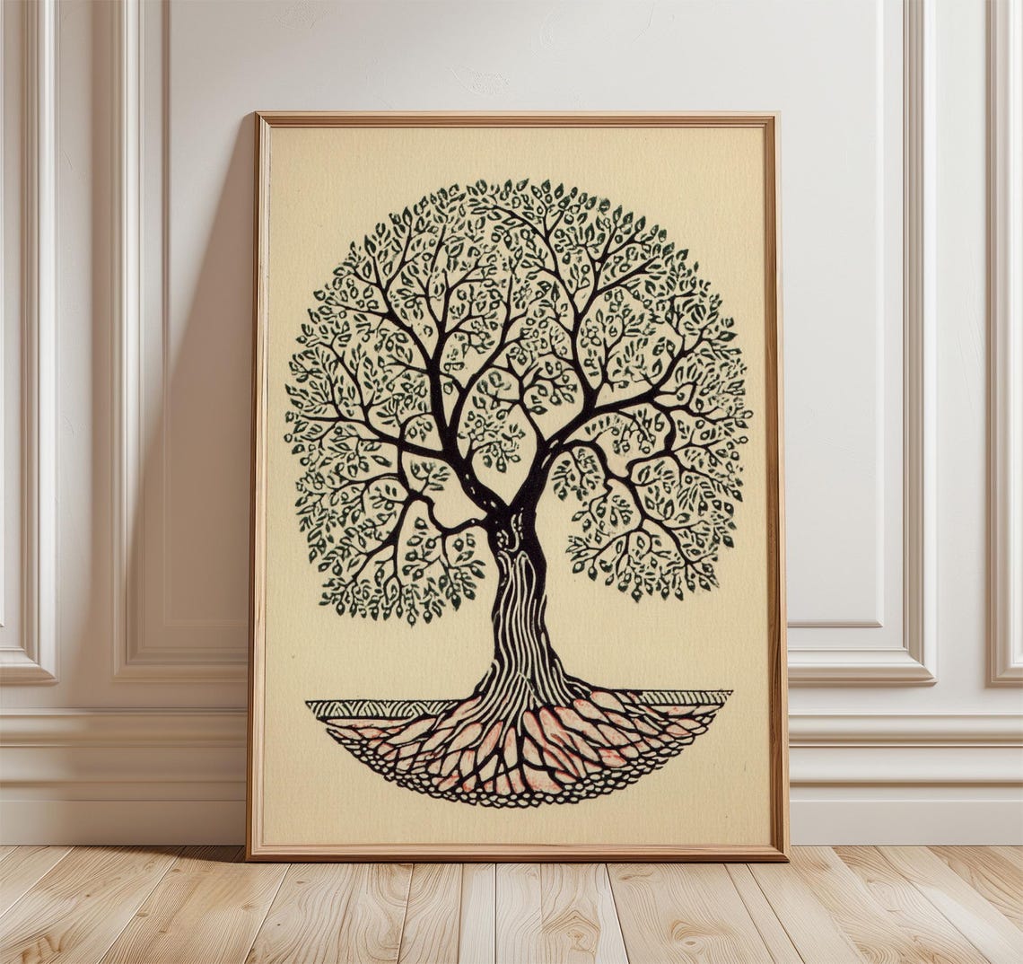 Tree Of Life Poster Modern Minimalist Wall Art Print Nature Inspired Boho Decor Botanical Artwork Spiritual Zen Home