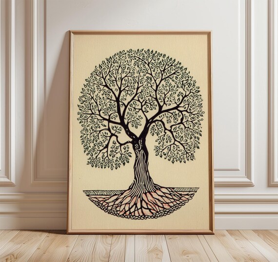 Tree Of Life Poster Modern Minimalist Wall Art Print Nature Inspired Boho Decor Botanical Artwork Spiritual Zen Home