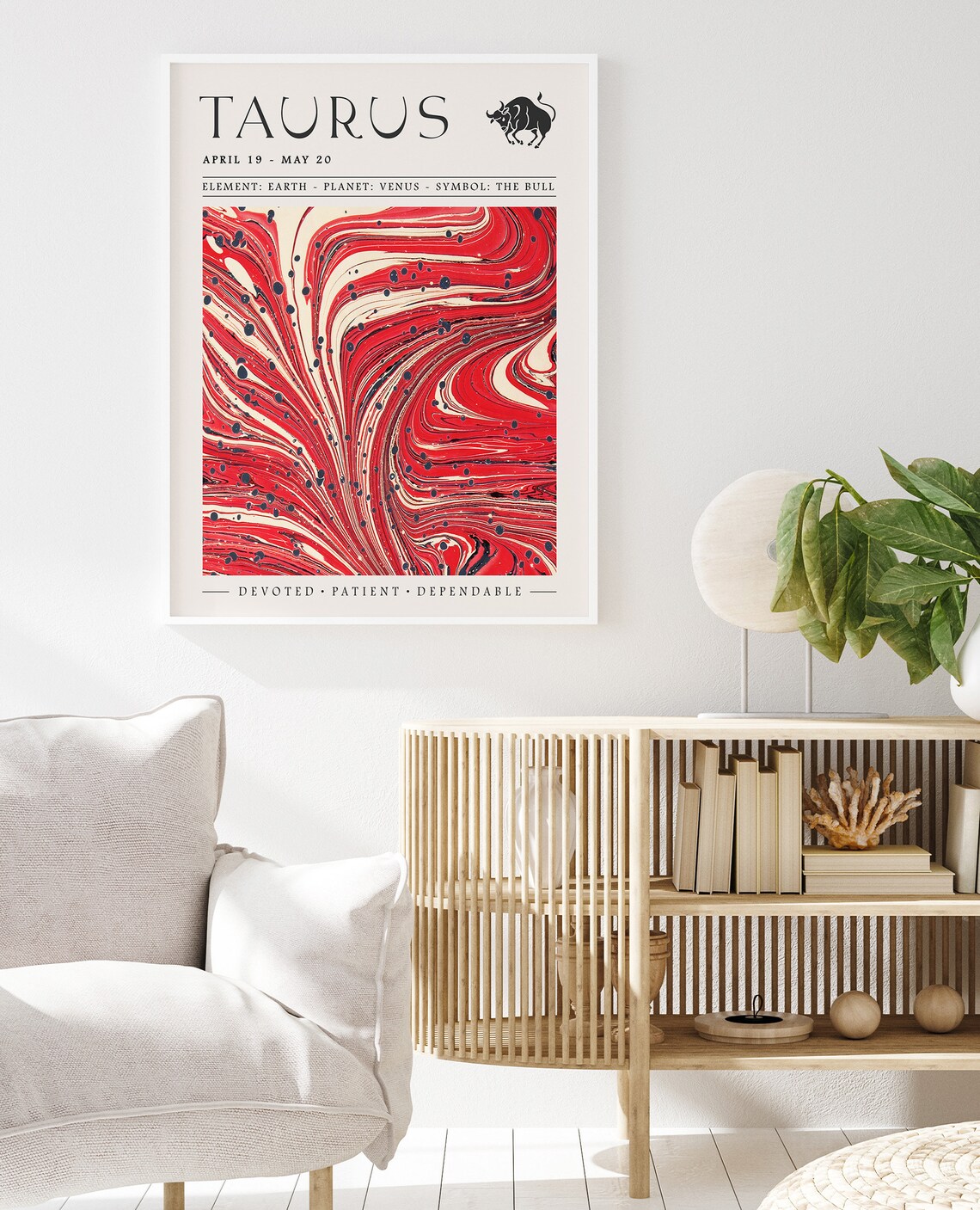 Taurus Zodiac Sign April May Star Marbled Astrology Birthday Poster - Image 2