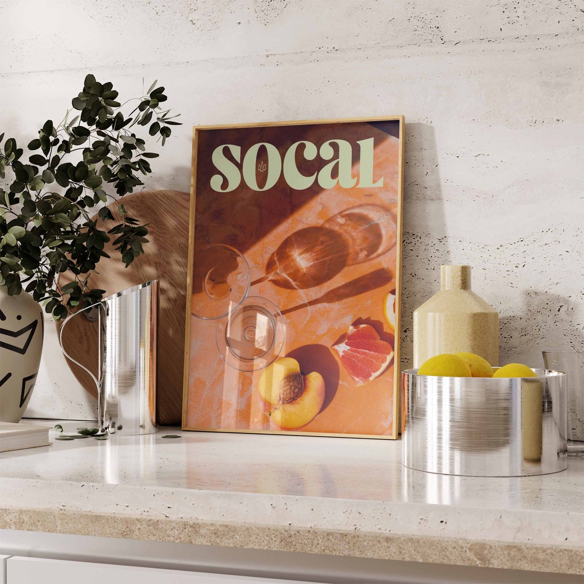 SoCal Retro Serif Terracotta Citrus Cocktail Long Shadow Print - Image 3