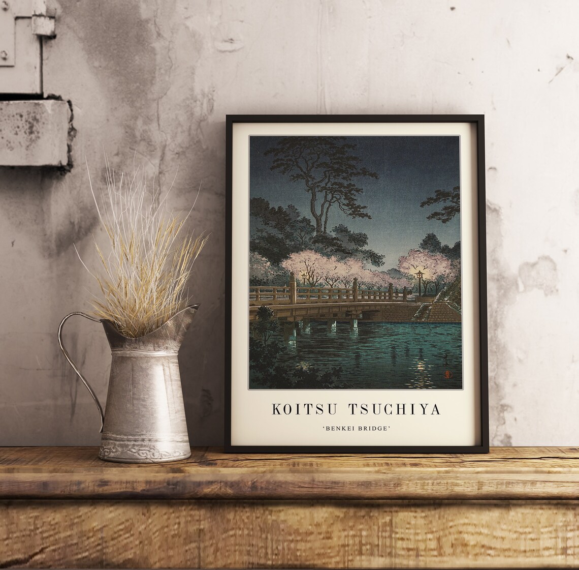 Koitsu Tsuchiya Benkei Bridge Moonlit Japanese Woodblock Art Poster - Image 2