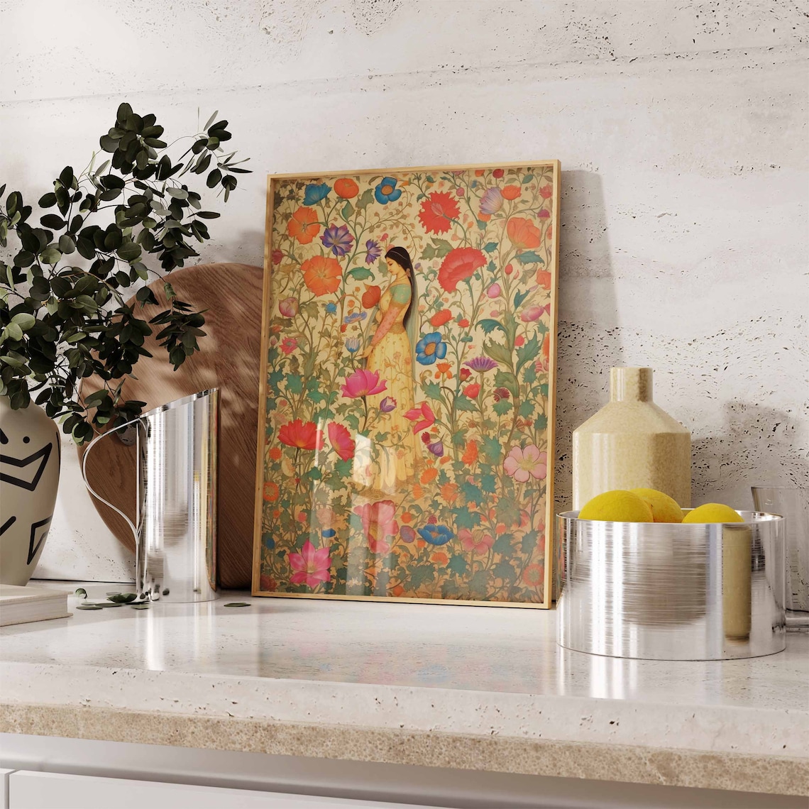 Indian Floral Print, Traditional Vintage Art Poster - Image 2
