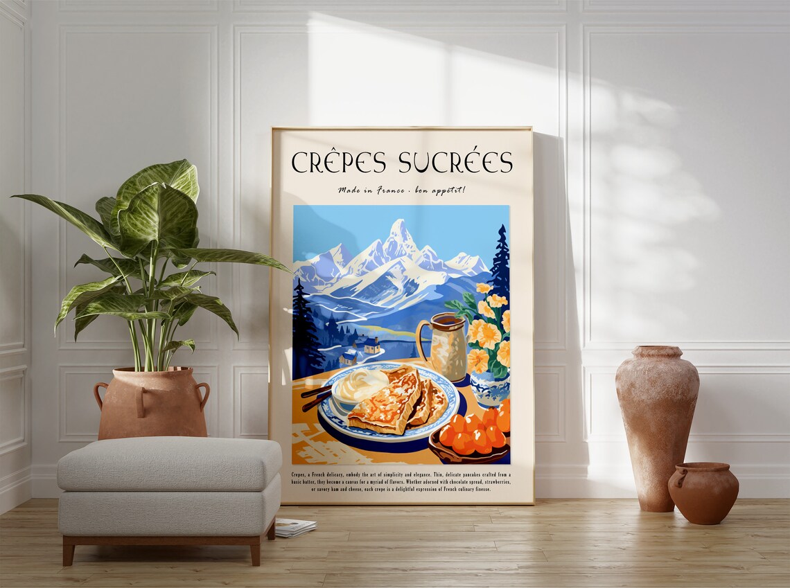 French Crepes Dessert Poster, Kitchen Wall Art Print - Image 2