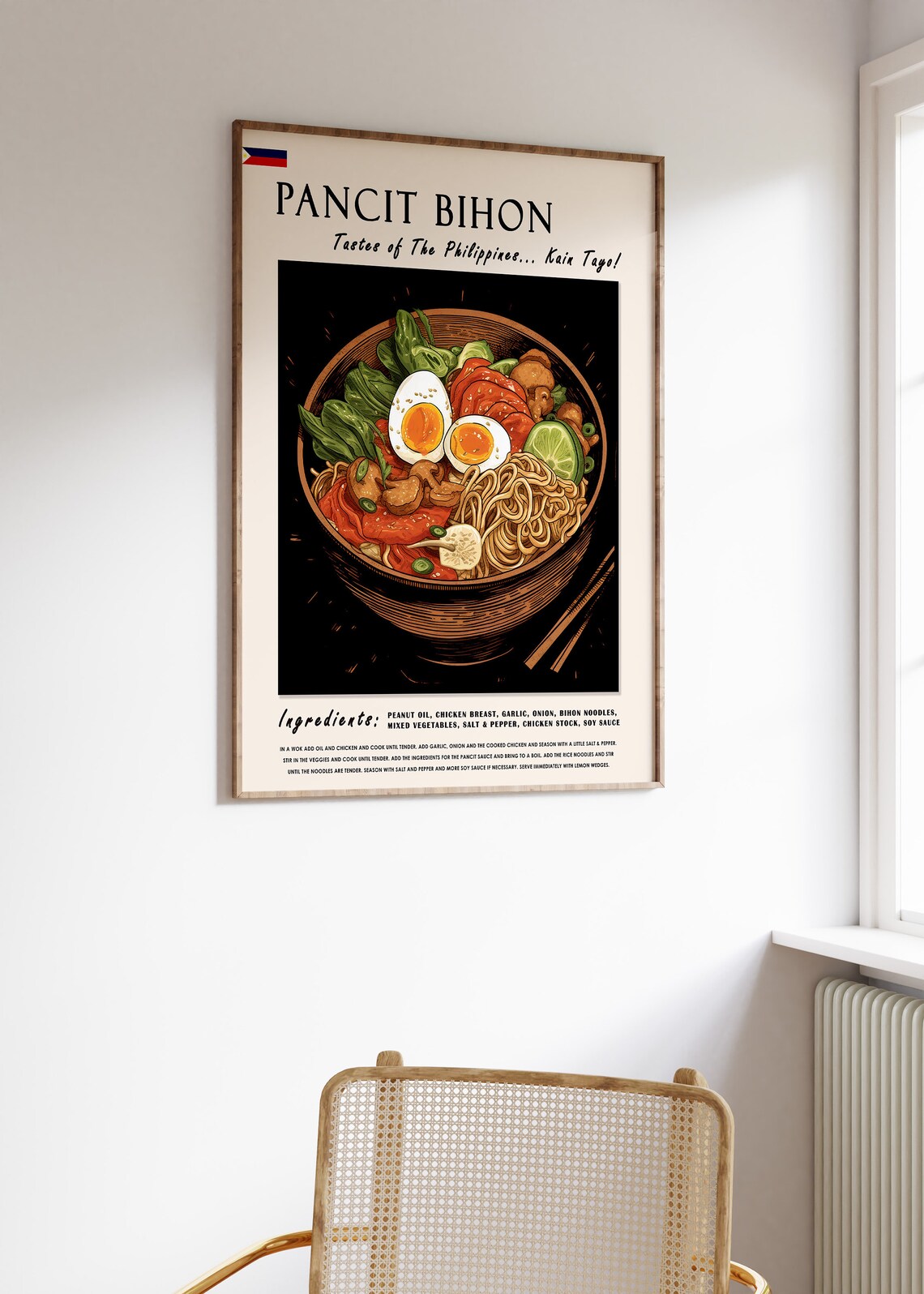 Pancit Bihon Filipino Food Art Print, Kitchen Decor - Image 3