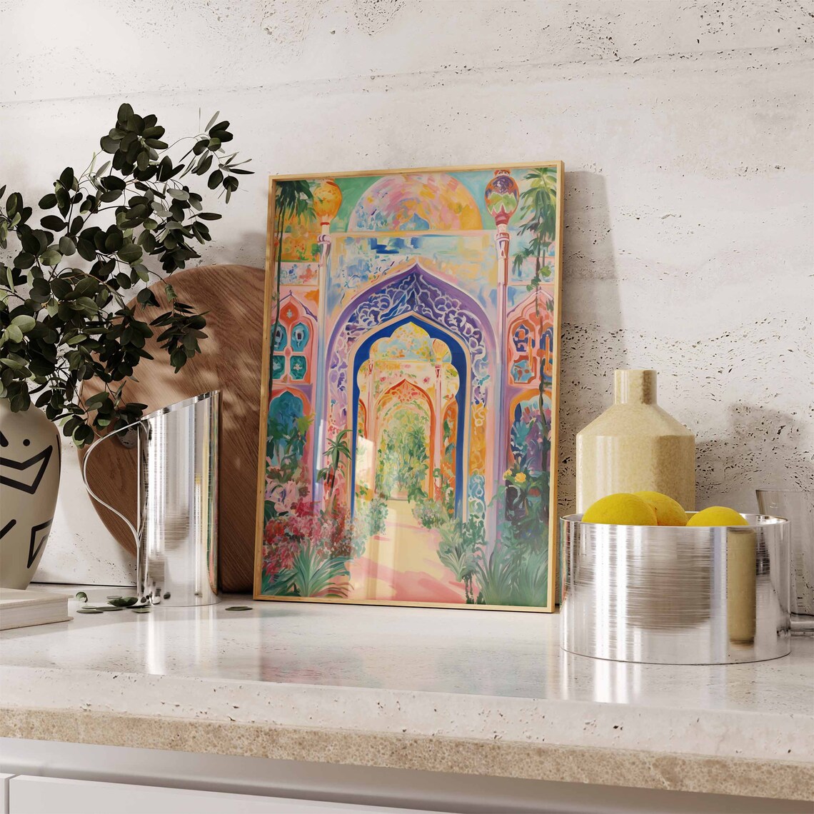 Ornate Arabic Doorway Lanterns Islamic Arch Travel Wall Art Decor - Image 4