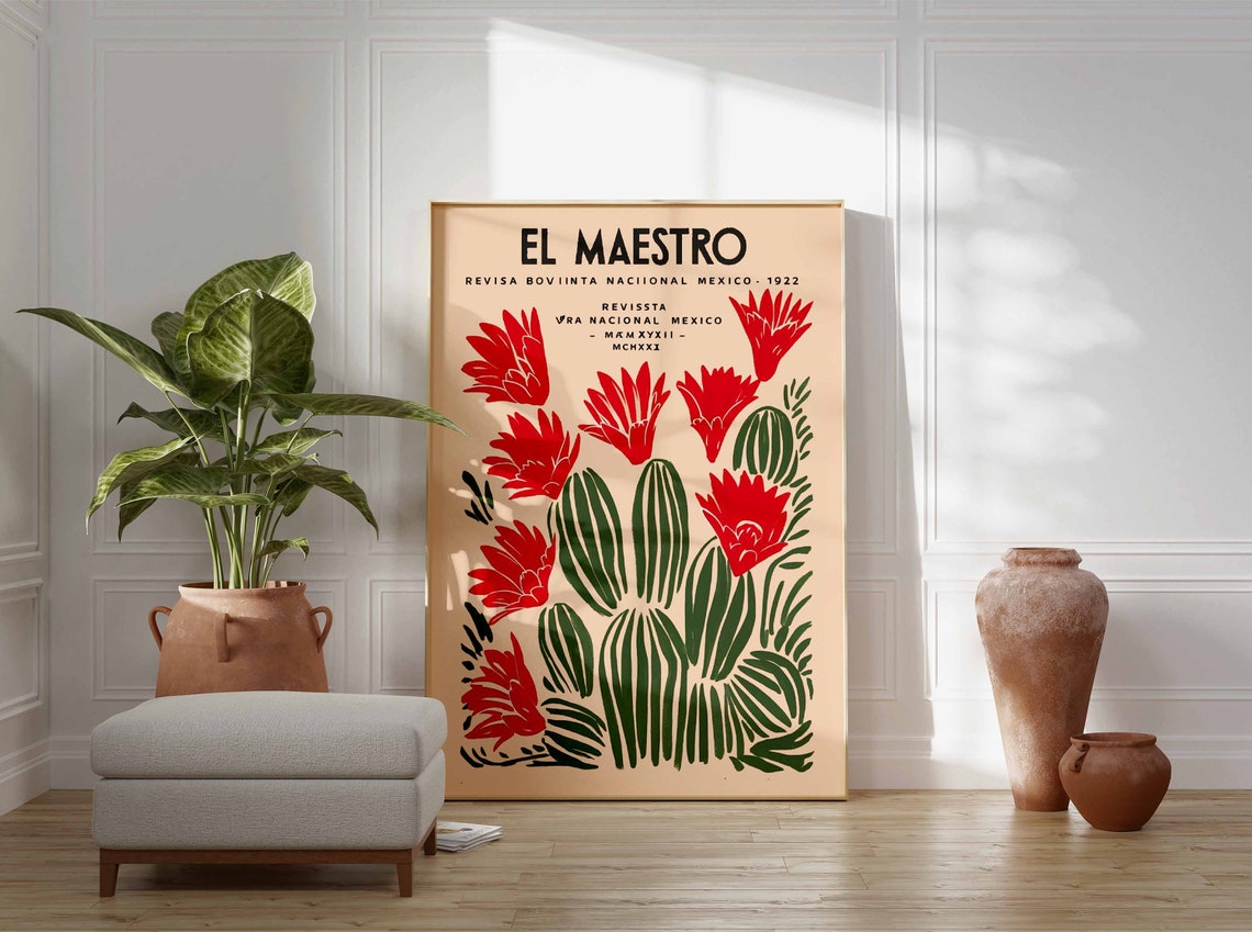 El Maestro Vintage Mexican Magazine Cover Blooming Cactus Poster - Image 2
