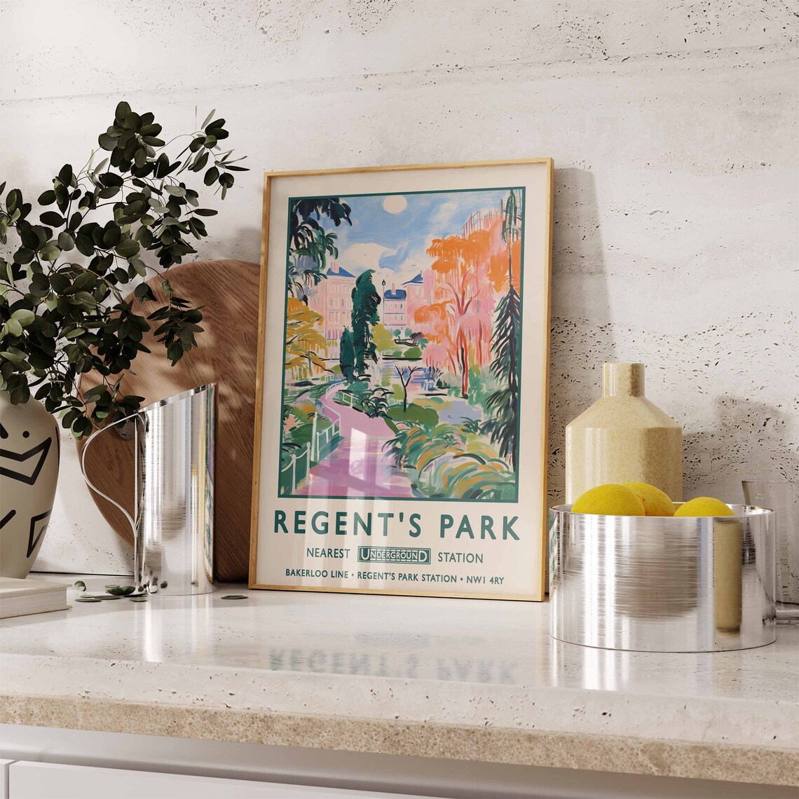 Regent's Park London Underground Bakerloo Line Vintage Travel Poster - Image 2