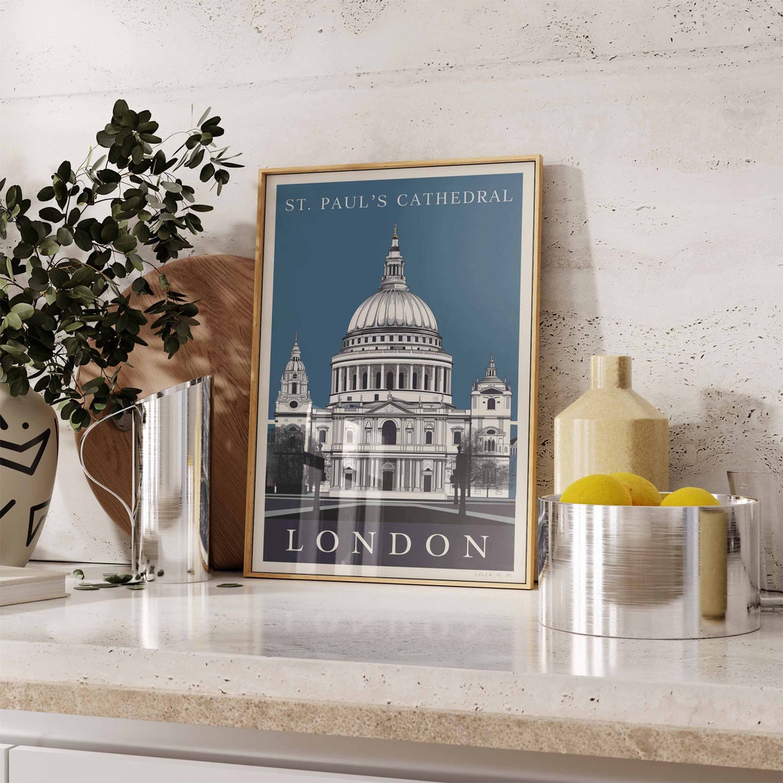 St Pauls Cathedral Poster London Print London Art London Poster London Travel Print William Morris Print Vintage Art Retro Travel Art - Image 3
