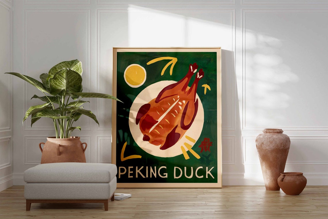 Peking Duck Whole Roasted Bird Plate Vintage Kitchen Art Poster - Image 3