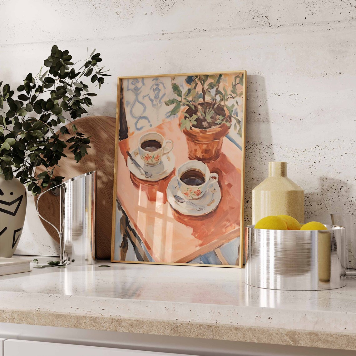 Retro Coffee Print, Vintage Floral Kitchen Decor - Image 2