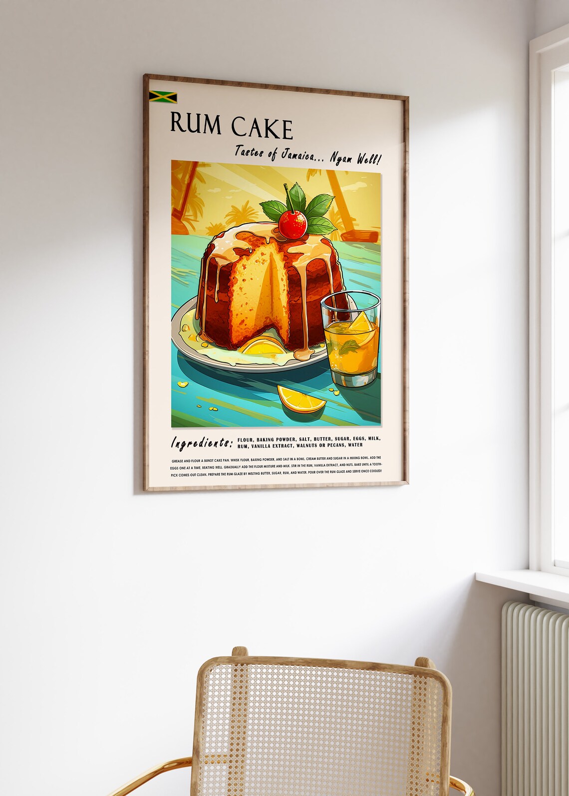 Rum Cake Jamaican Food Poster, Caribbean Dessert Art - Image 3