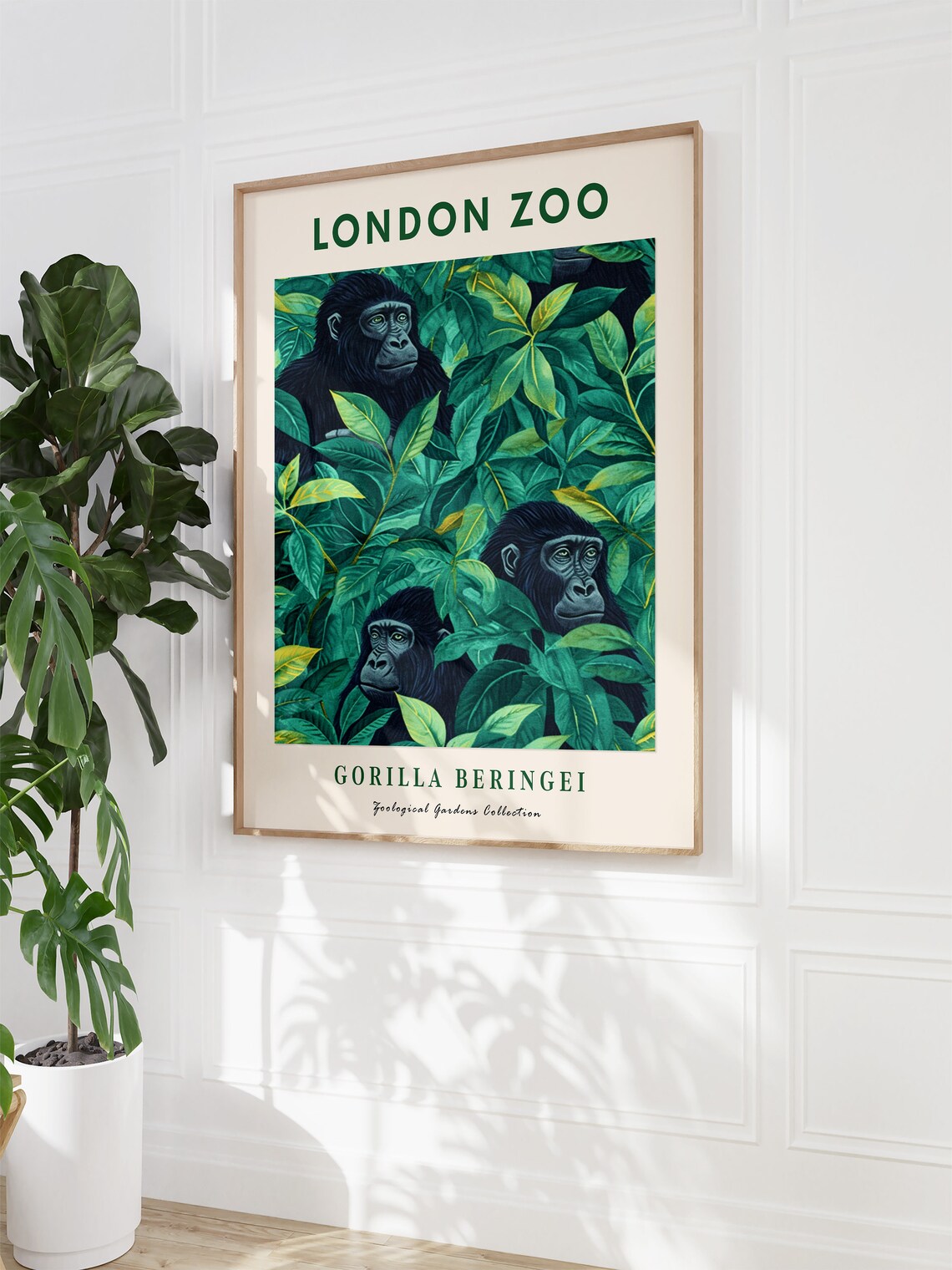 London Zoo Gorilla Berengei Jungle Leaves Animal Beautiful Poster - Image 2