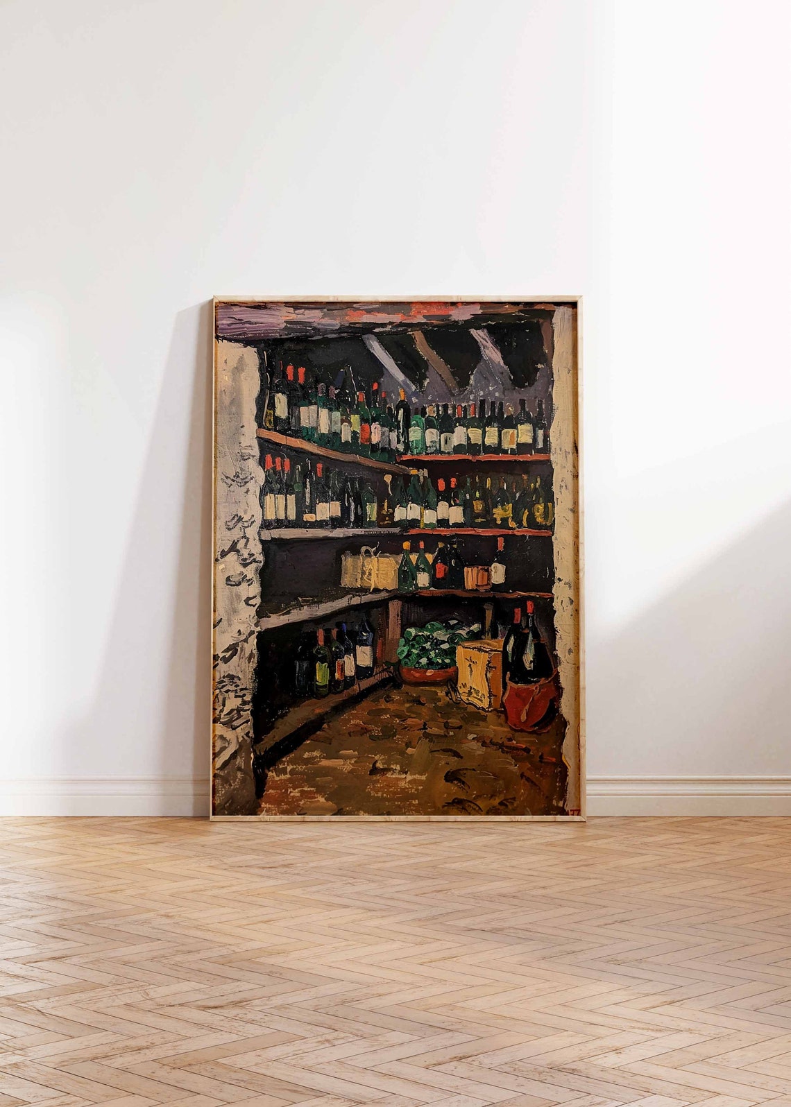 Vintage Wine Cellar Shelves Still Life Rustic Kitchen Decor Poster - Image 2