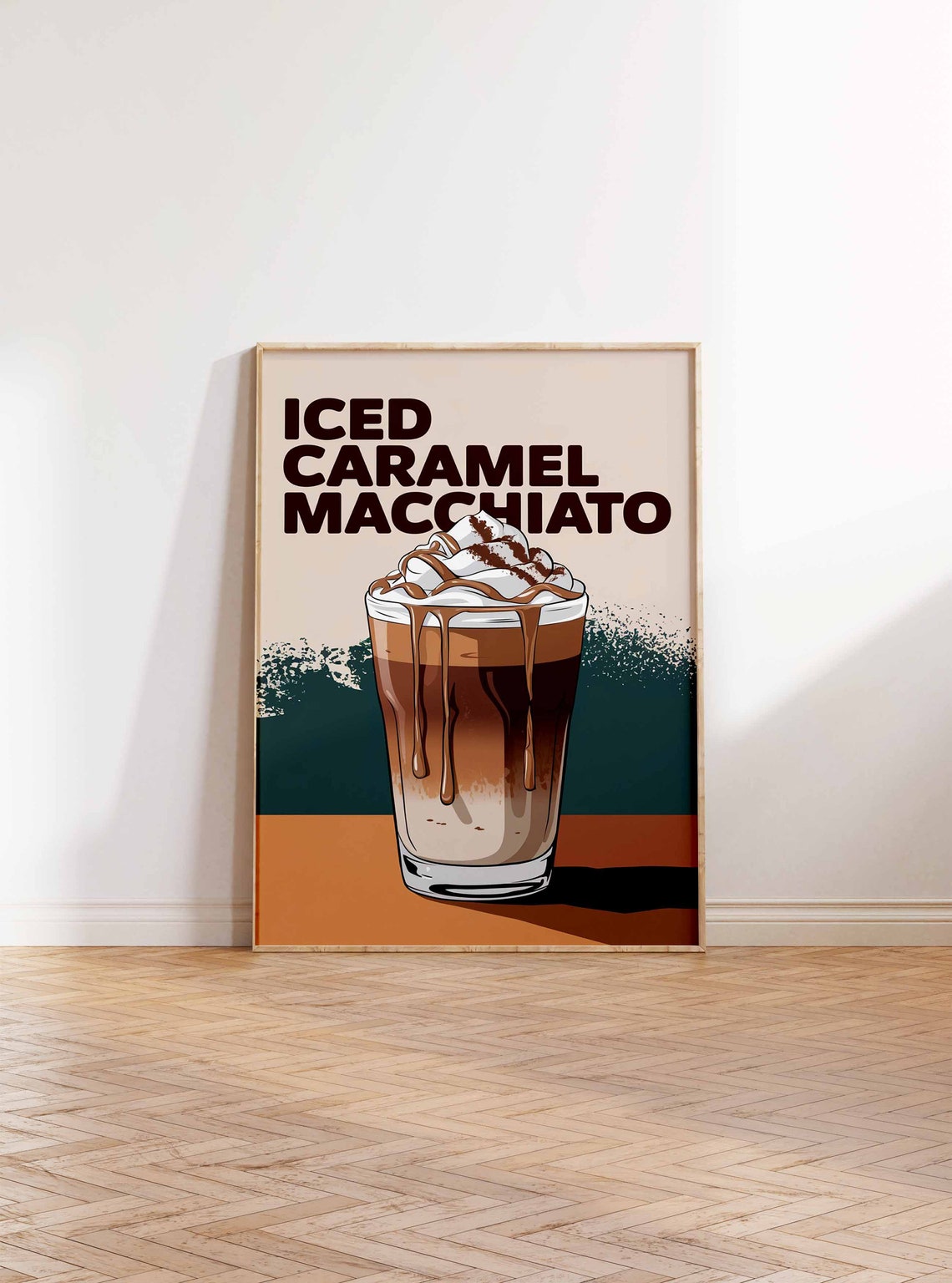 Iced Caramel Macchiato Coffee Drink Illustration Cafe Poster - Image 2