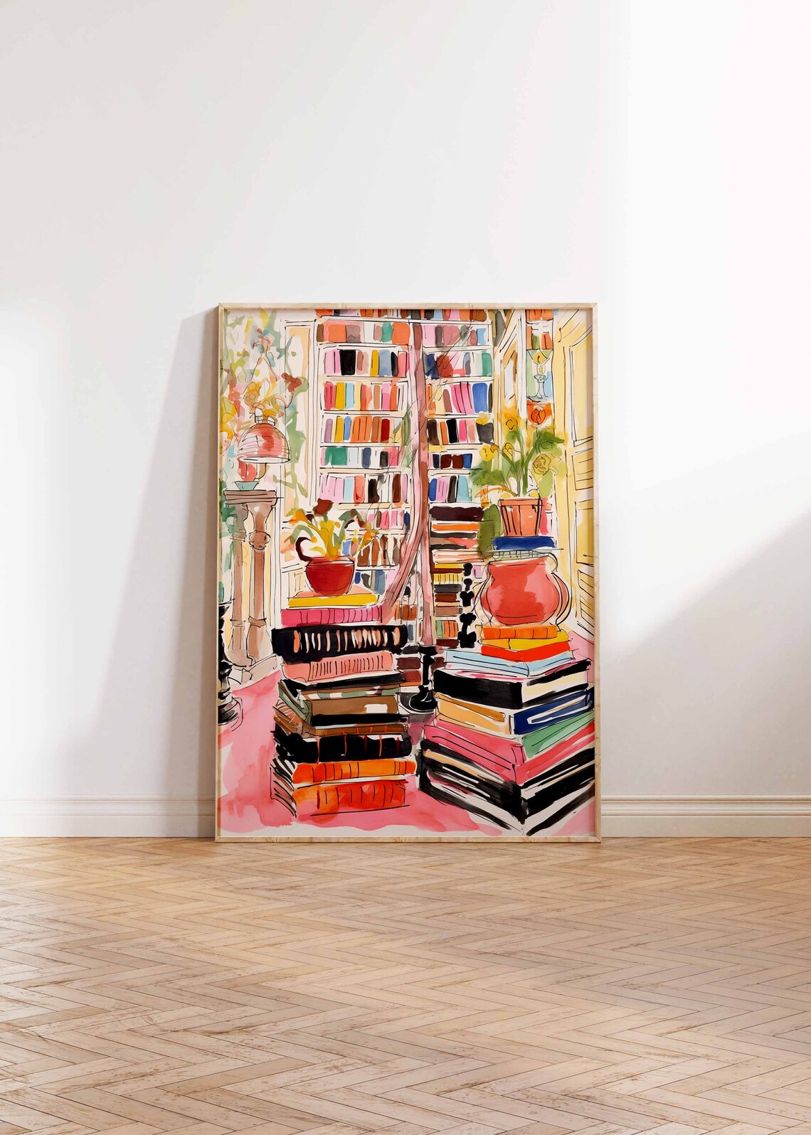 Vintage Bookshop Poster, Retro Reading Room Art Print - Image 3
