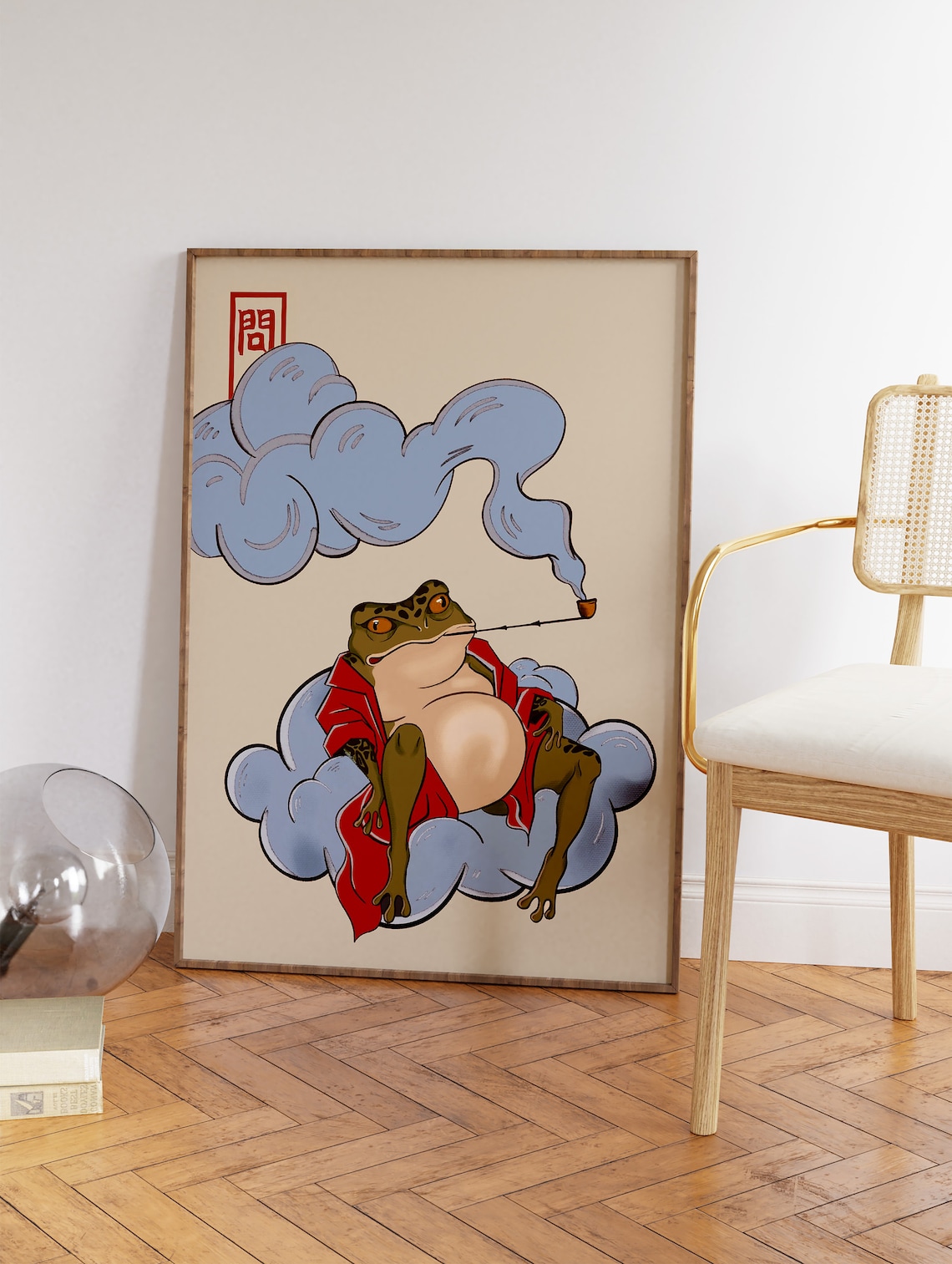 Japanese Frog Smoking Pipe Red Robe Matsumoto Hoji Style Poster - Image 3