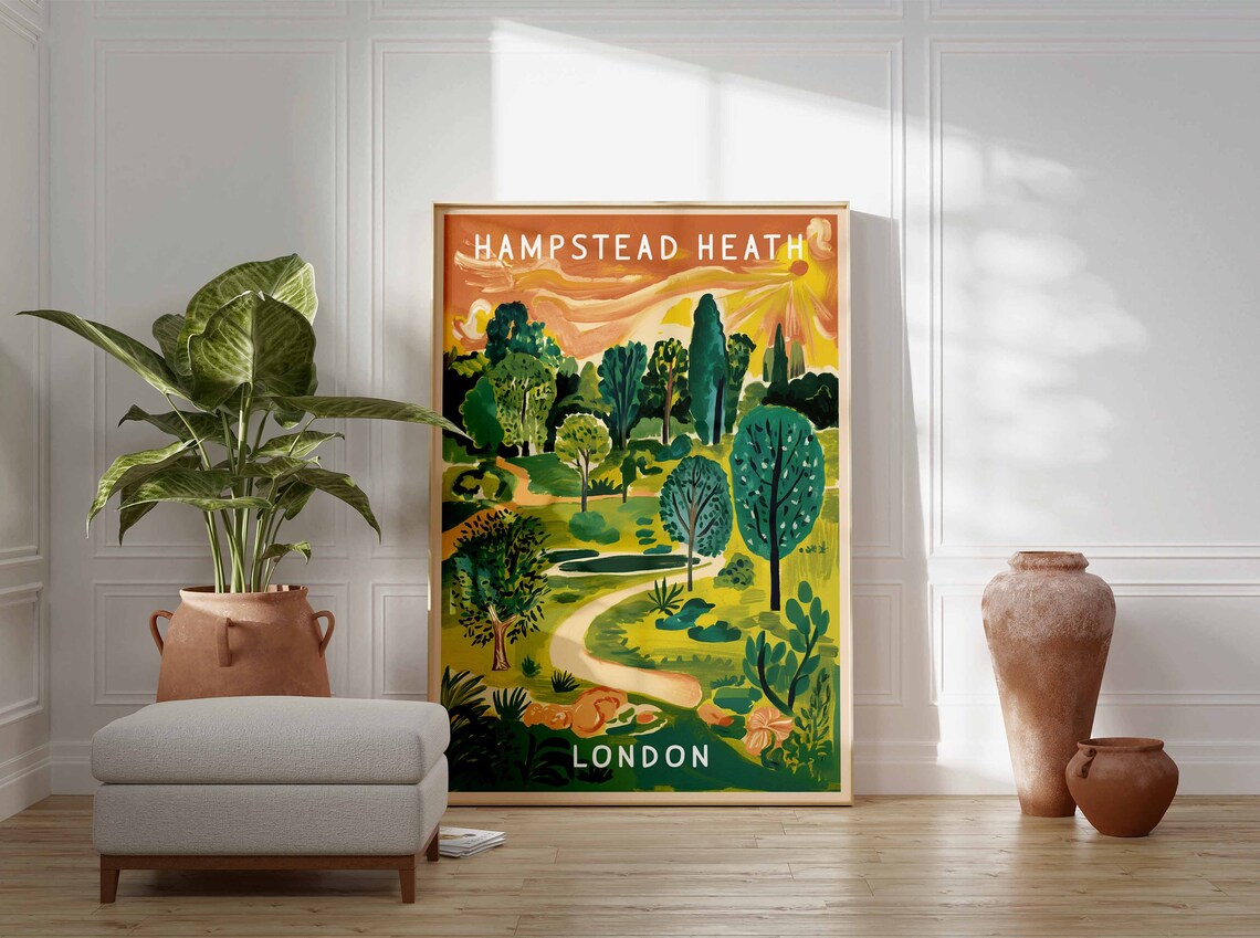 Hampstead Heath Golden Sunset Woodland London Nature Trail Poster - Image 3