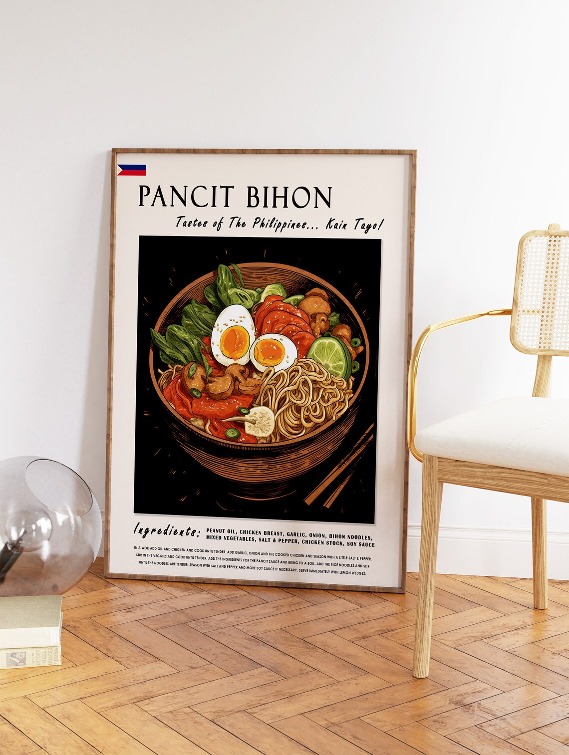Pancit Bihon Filipino Food Art Print, Kitchen Decor - Image 2