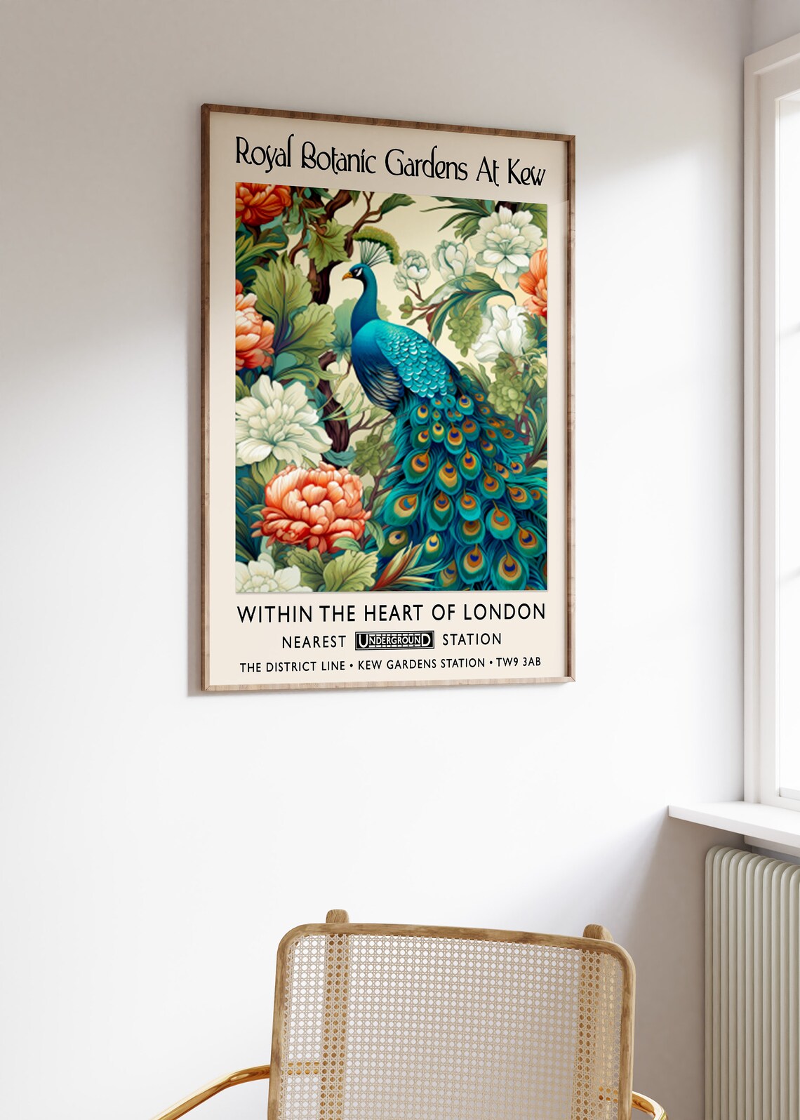 Kew Gardens London Peacock Poster Royal Botanic Gardens Vintage Art - Image 3