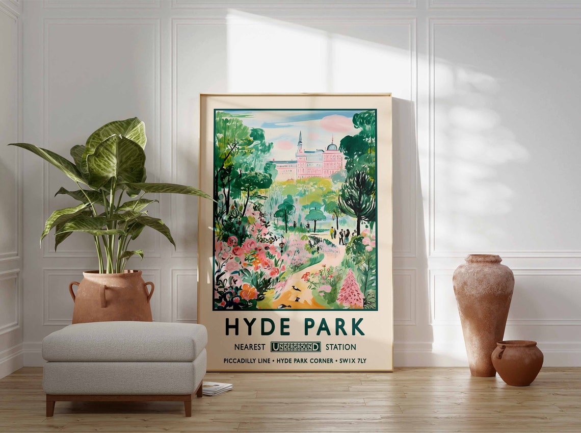 Hyde Park London Vintage Underground Station Piccadilly Poster - Image 3