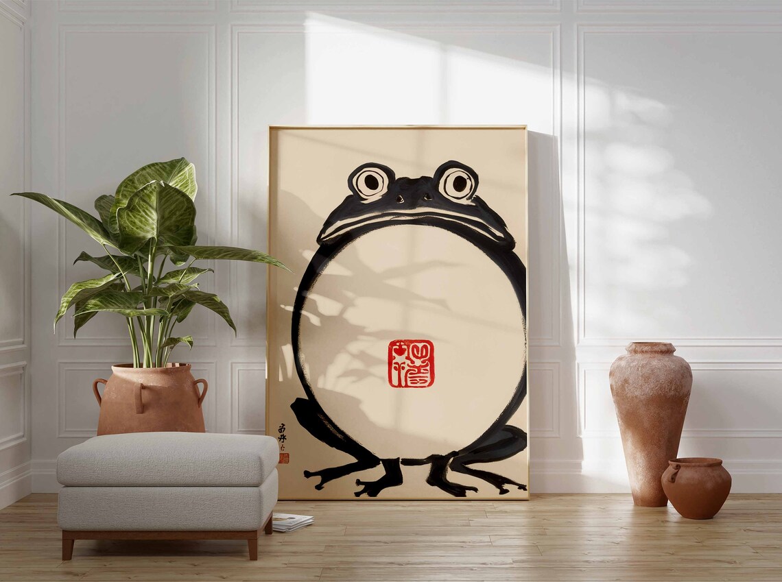 Matsumoto Hoji Japanese Frog Art Poster, Vintage - Image 2