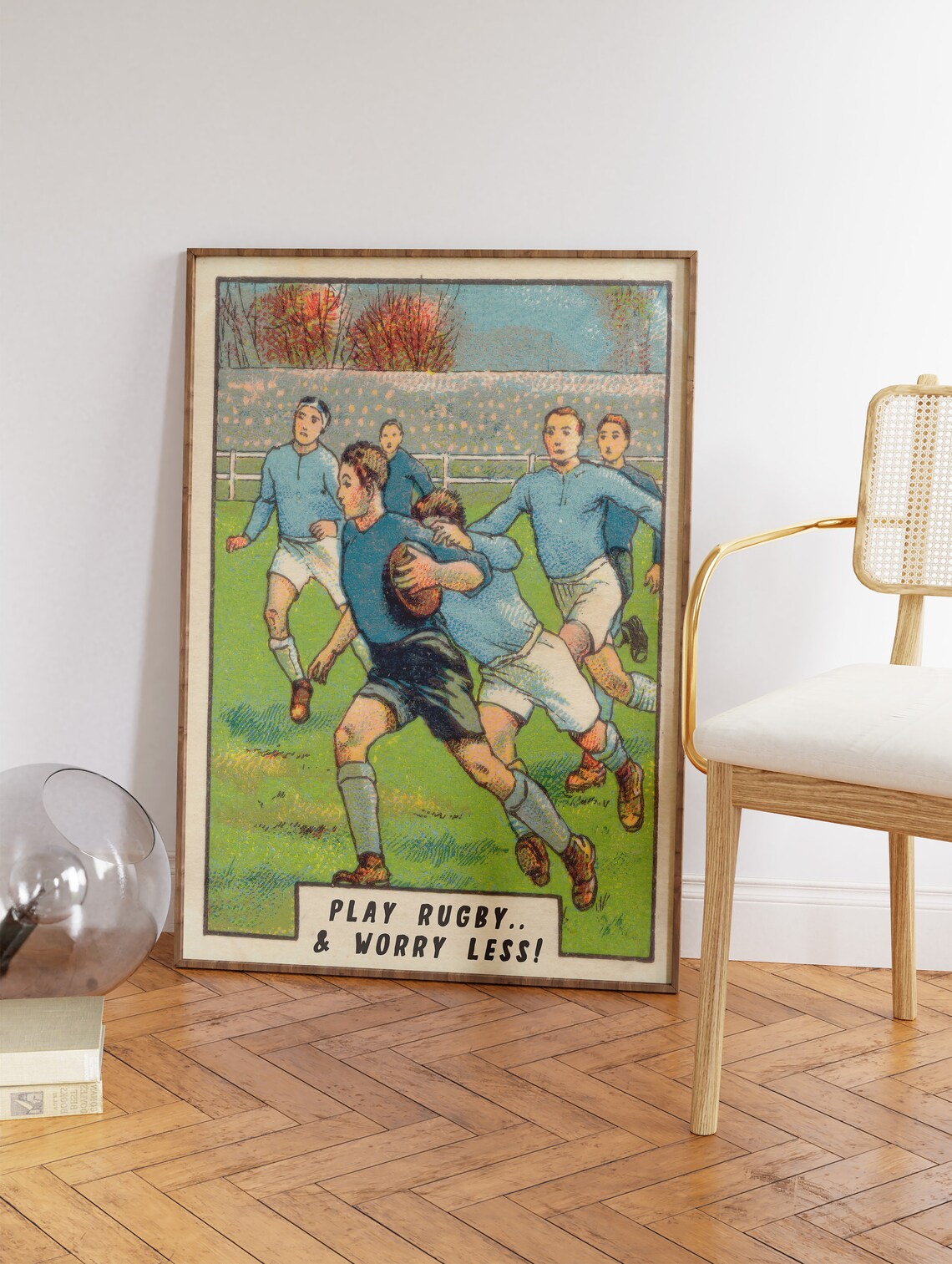 Rugby Vintage Sports Art Print, Retro Outdoor Hobby - Image 3