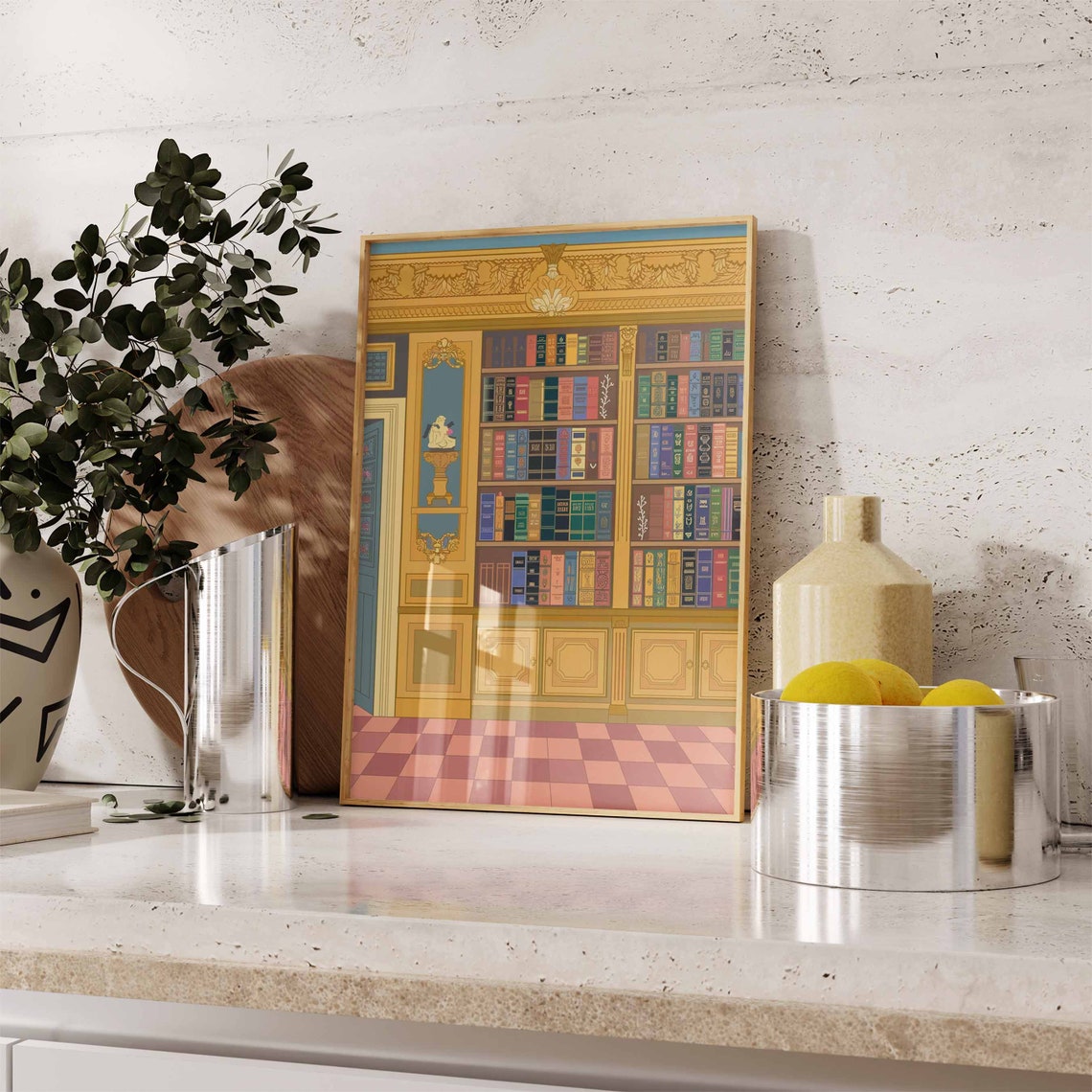 Golden Library Bookcase Elegant Reading Room Book Lover Poster - Image 2