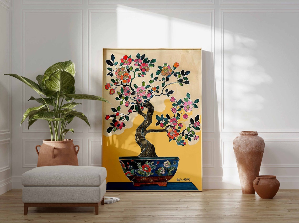 Flowering Bonsai Tree Japanese Floral Botanical Wall Decor Poster - Image 2