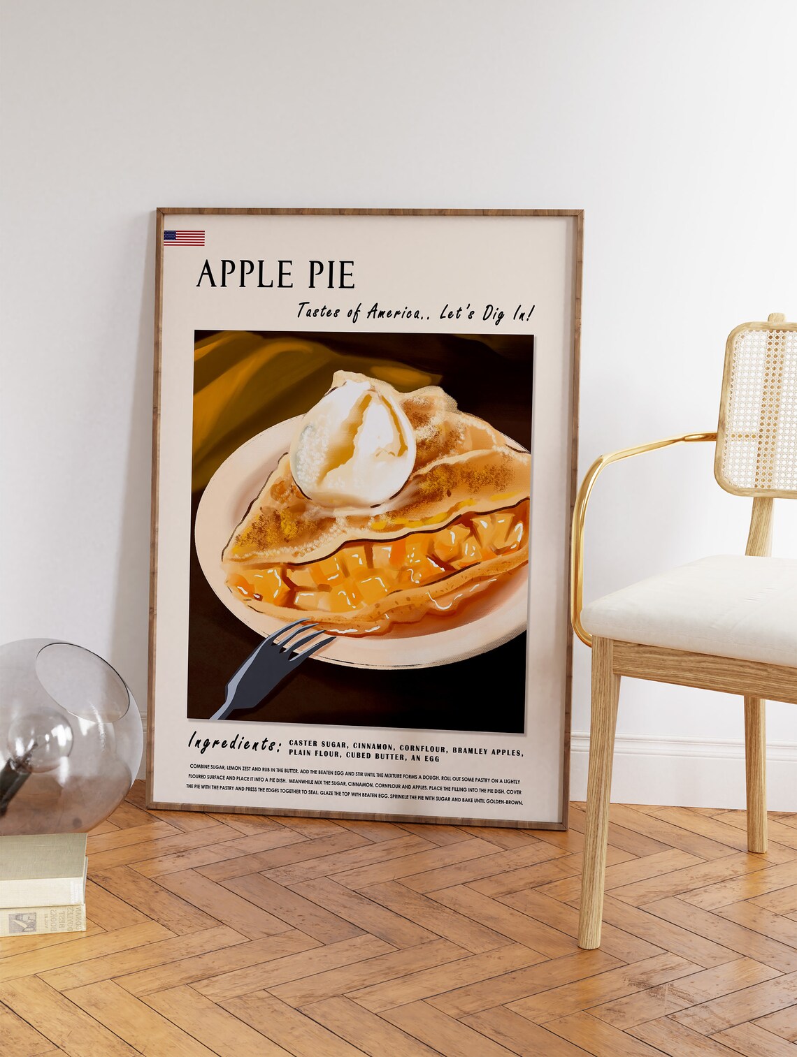Apple Pie Retro Food Poster, Kitchen Wall Art - Image 3