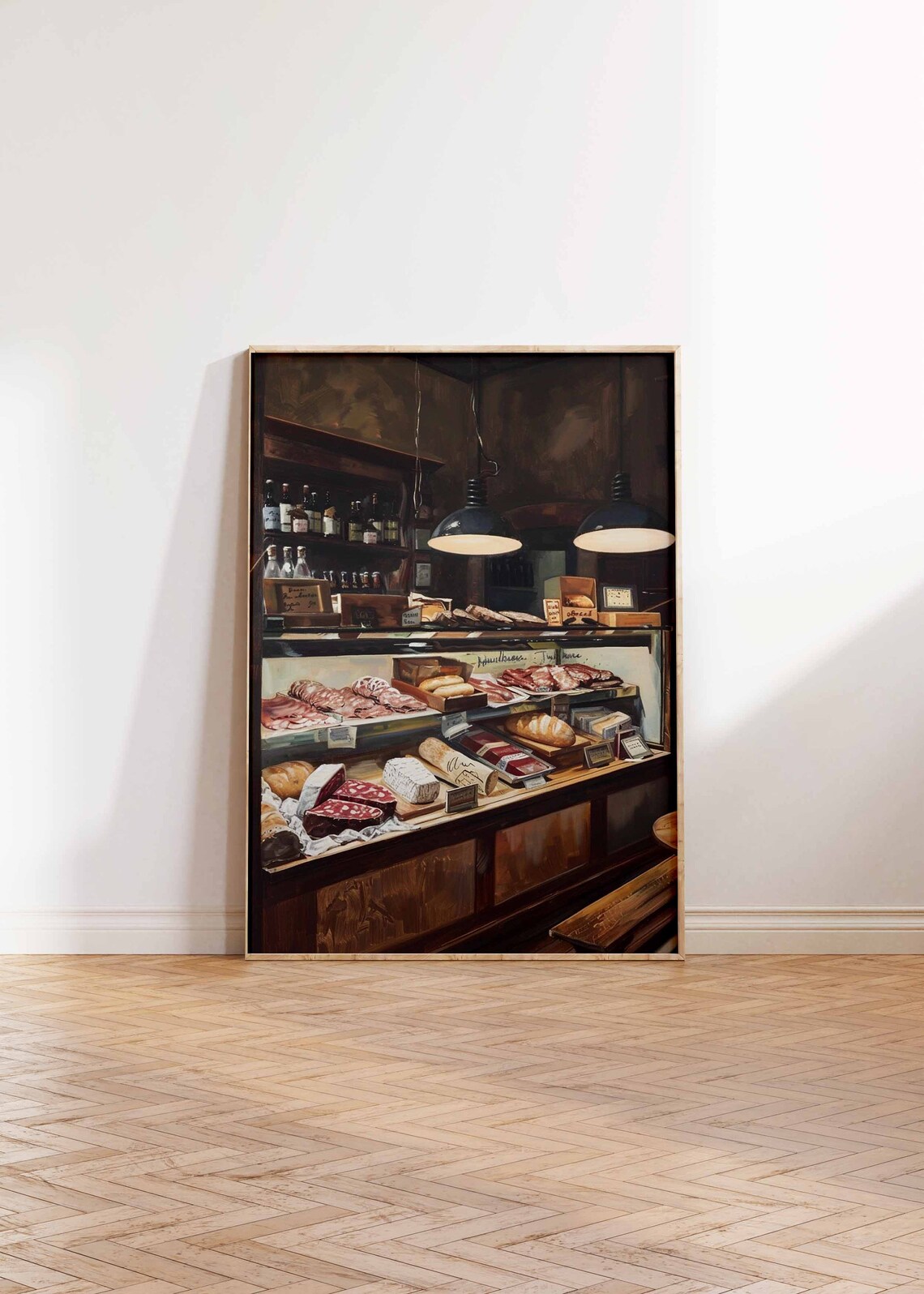Warm Charcuterie Deli Counter Cured Meats Breads Bottles Poster - Image 2