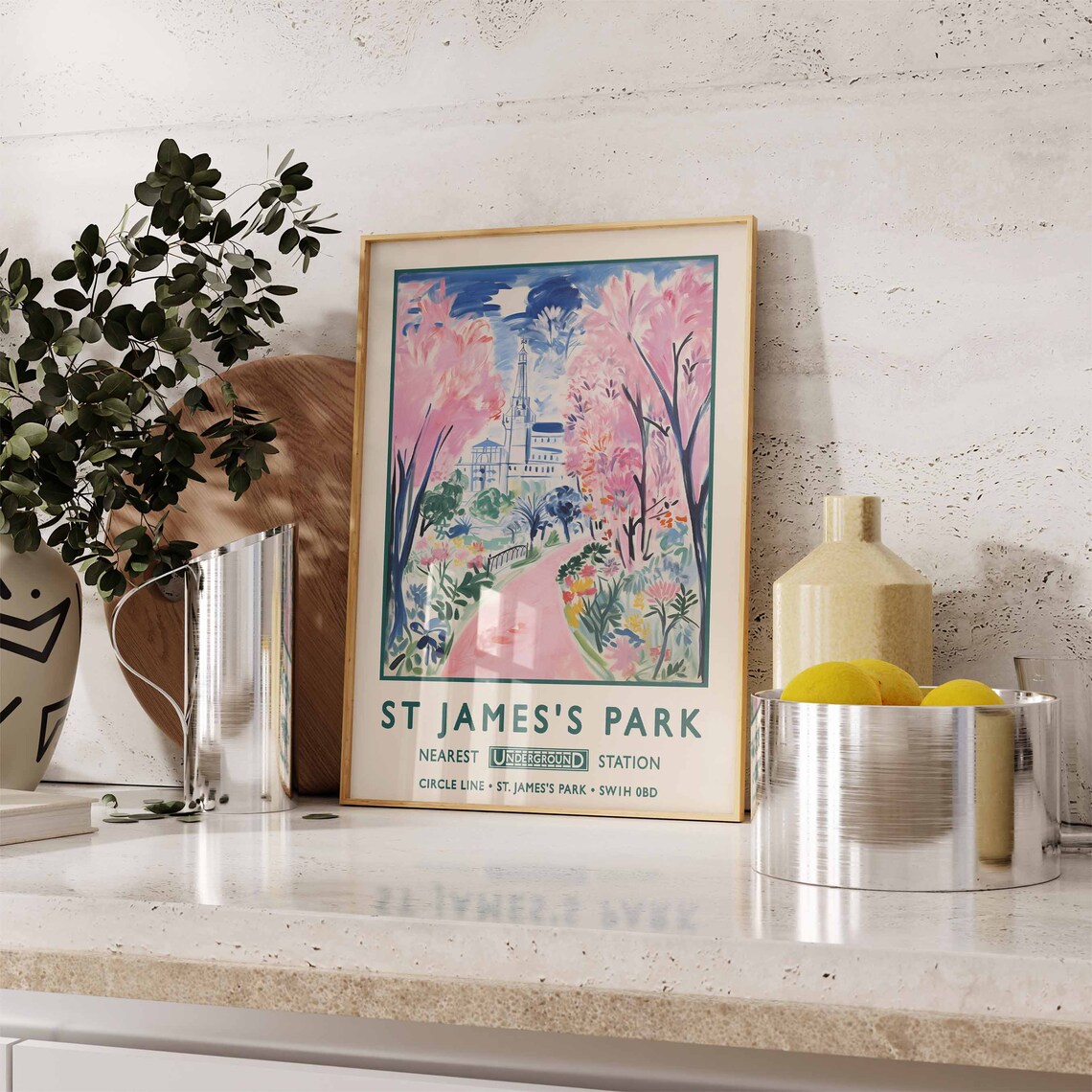 St James Park London Circle Line Nearest Station Vintage Poster - Image 2