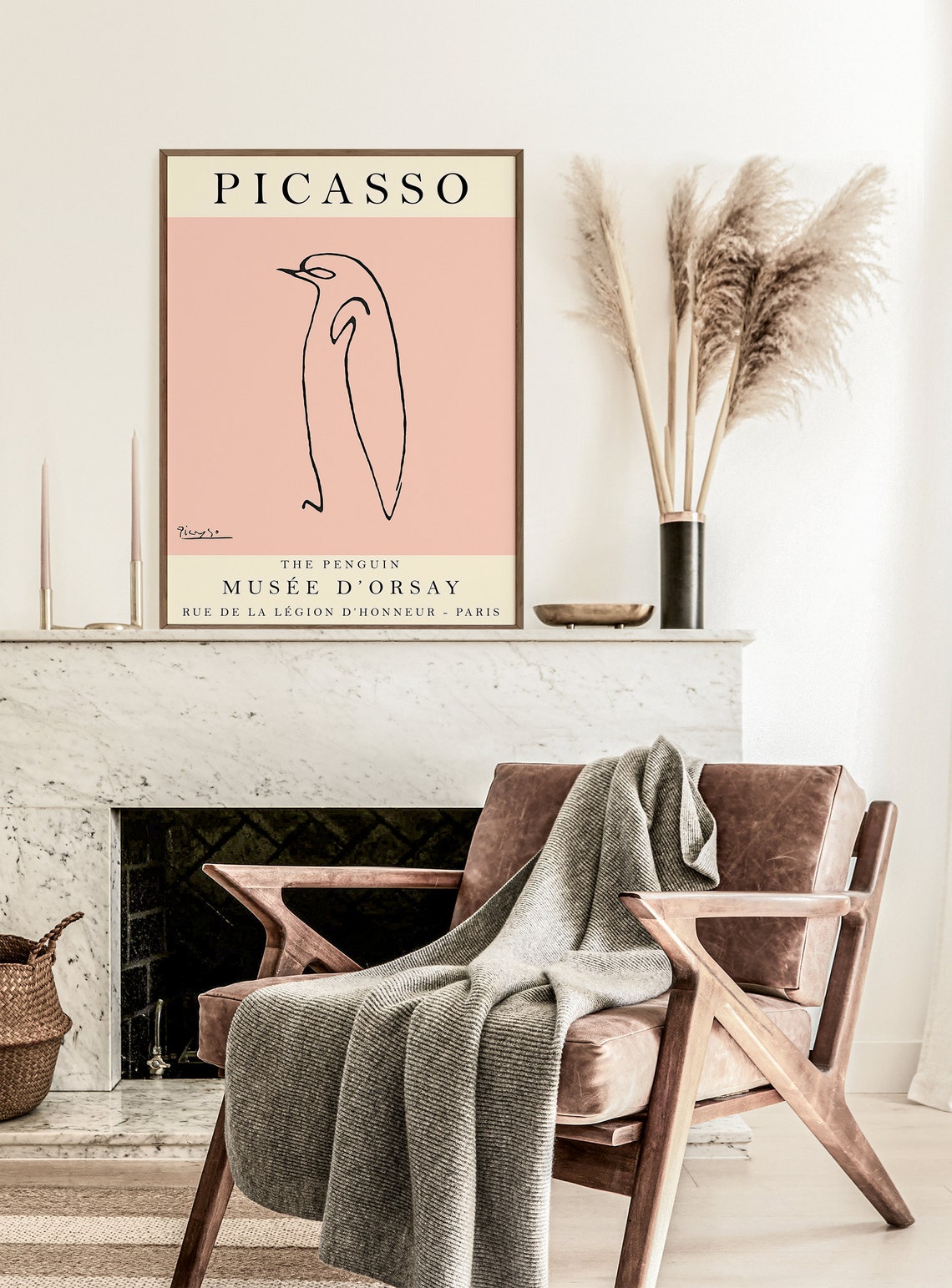 Picasso The Penguin Line Drawing Pink Modern Art Exhibition Poster - Image 2