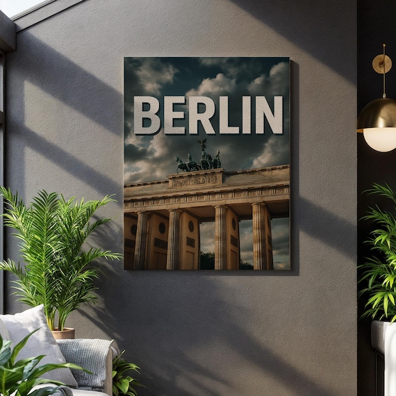 Berlin Brandenburg Gate Dramatic Sky Canvas Vintage Travel Wall Art