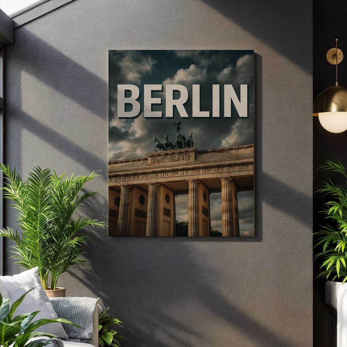 Berlin Brandenburg Gate Dramatic Sky Canvas Vintage Travel Wall Art