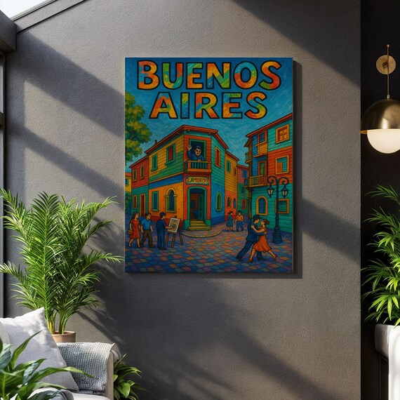 Buenos Aires Caminito Street Tango Dancers Colorful Argentina Art Poster
