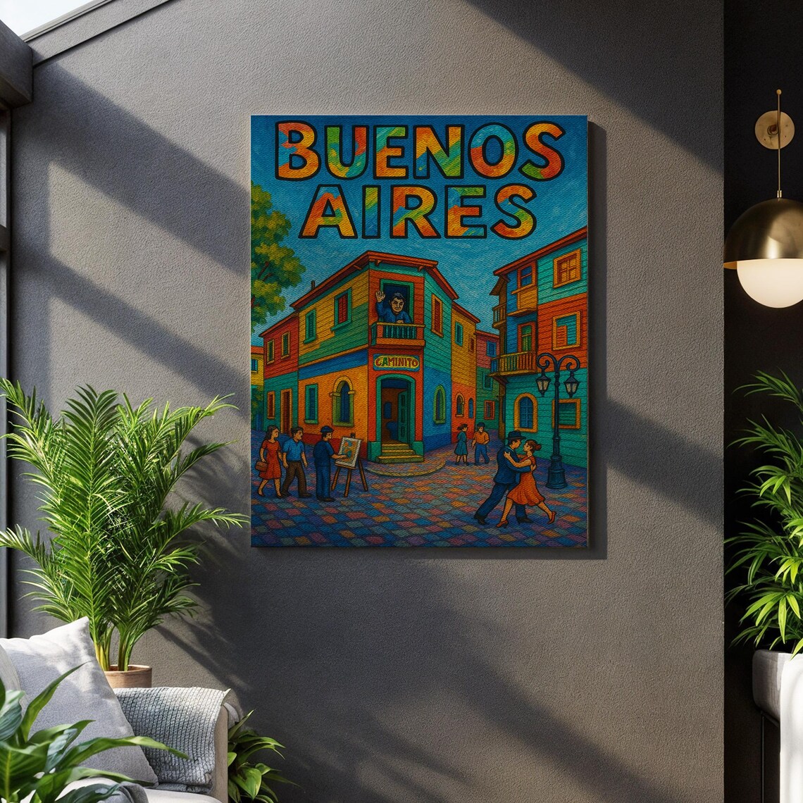 Buenos Aires Caminito Street Tango Dancers Colorful Argentina Art Poster