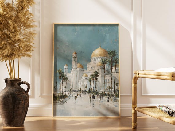 Ashgabat Turkmenistan Mosque White Marble City Grand Architecture Art Print