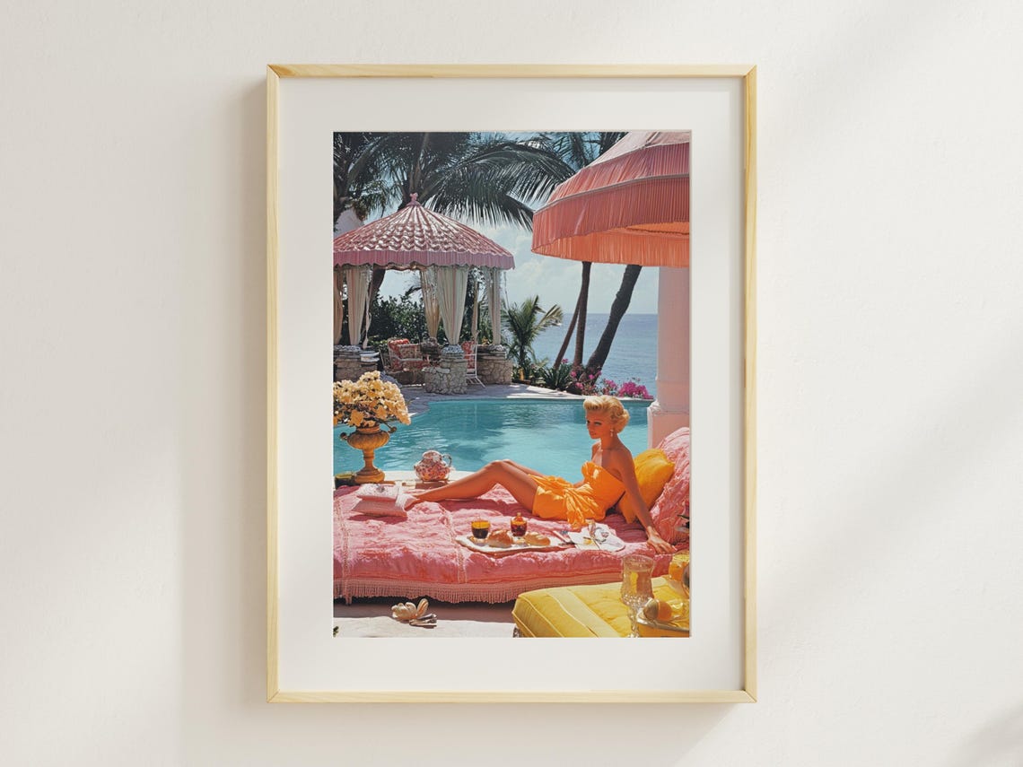 Retro Poolside Cabana Glamour Vintage Summer Photograph Poster