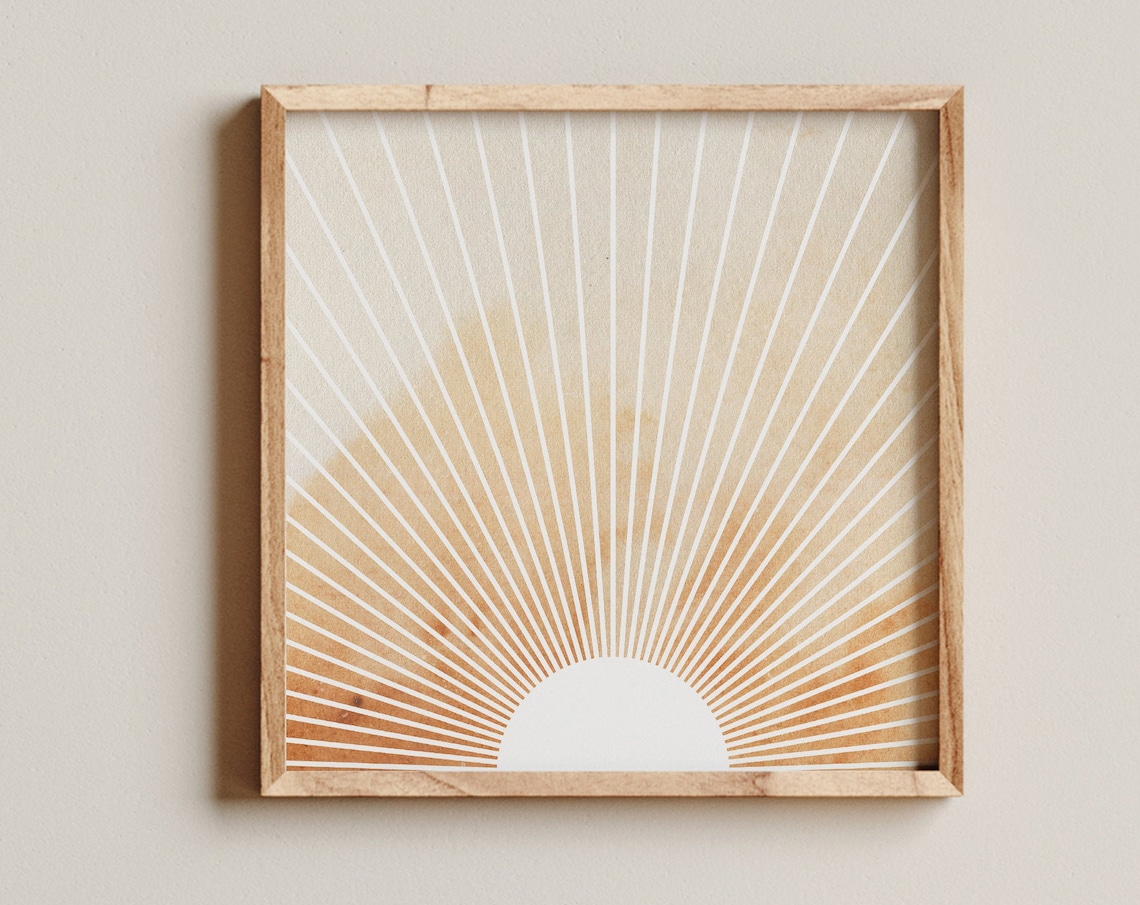 Sunburst Square Art Print, Mid-Century Modern
