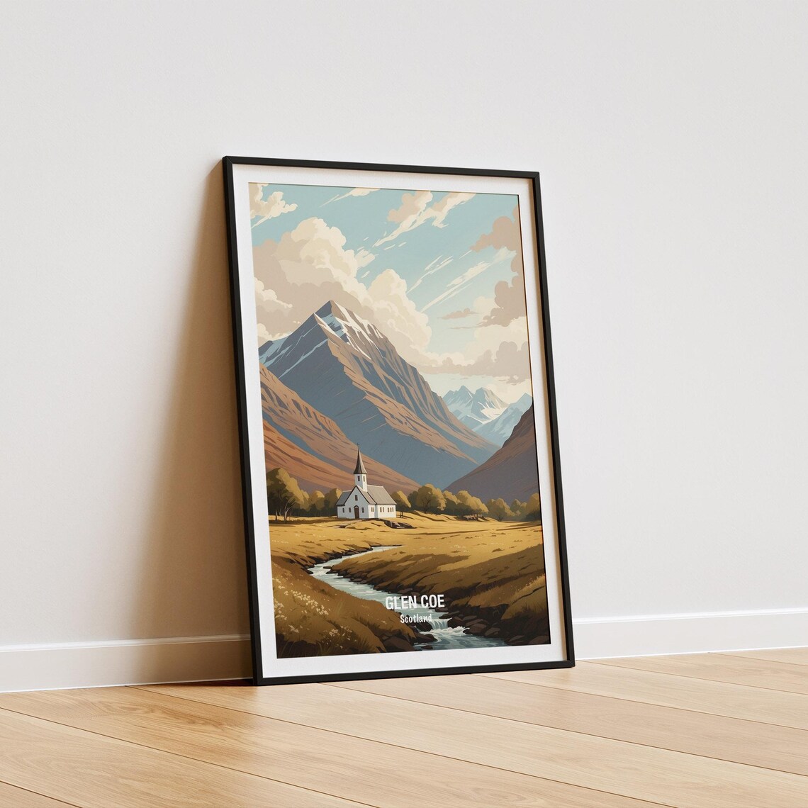 Glen Coe Scotland Valley Church Mountain Stream Autumn Poster - Image 5