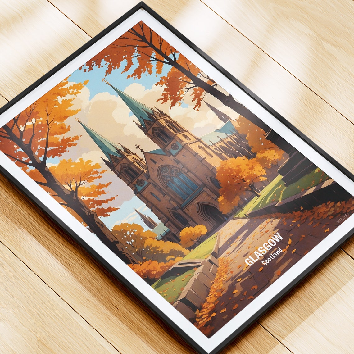 Glasgow Cathedral Autumn Foliage Scotland Heritage Travel Poster - Image 4