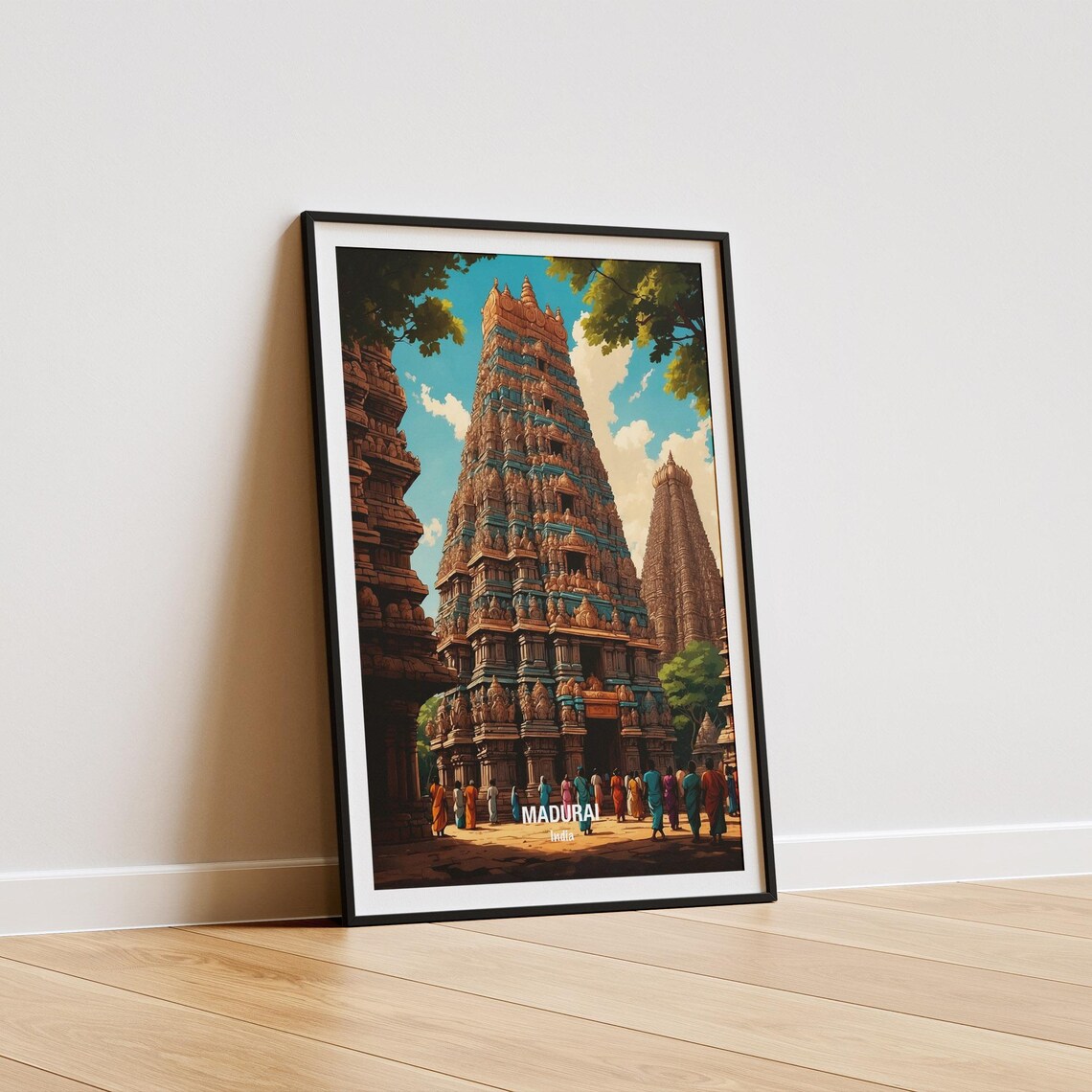 India Madurai Meenakshi Temple Tower Colorful Gopuram Art Poster - Image 5