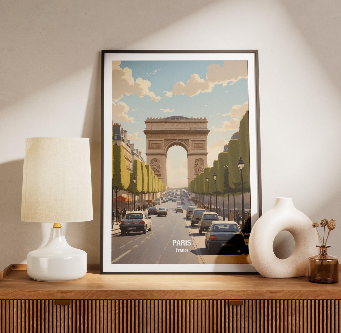 Paris Arc de Triomphe Champs Elysees Bustling City Street Poster - Image 3