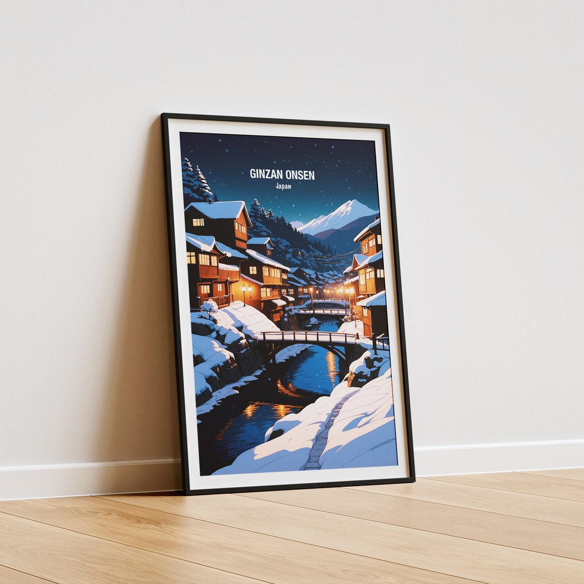 Ginzan Onsen Snowy Night Japan Hot Spring Village Travel Poster - Image 5