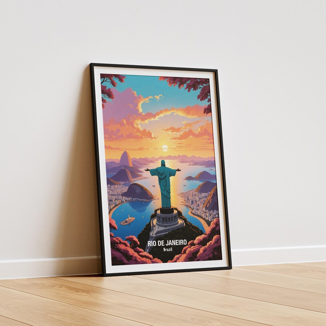 Rio de Janeiro Christ the Redeemer Golden Sunrise Travel Poster - Image 5
