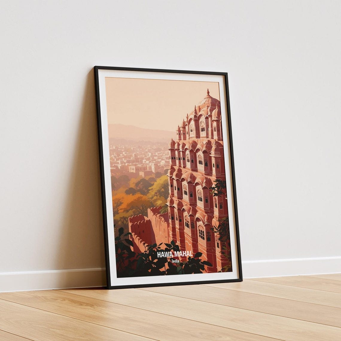 India Jaipur Hawa Mahal Pink Palace Facade Sunset View Poster - Image 5
